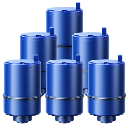 6 Pack RF9999 Faucet Mount Replacement Filter For ALL PUR/PUR PLUS Faucet Filtration Systems, 3-in-1 Powerful & Natural Mineral Filtration, Lead Removal, 18-Month Value, Blue, *NSF Certified