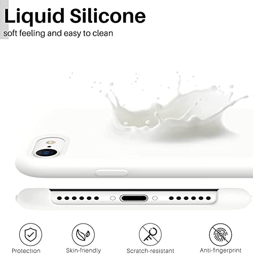 Image of VONZEE Liquid Silicone Soft Back Cover for iPhone 7 Case, Shockproof Slim Camera & Full Body Protection Non Yellowing Cover with Microfiber Lining & Logo Cut (4.7 Inch) -White