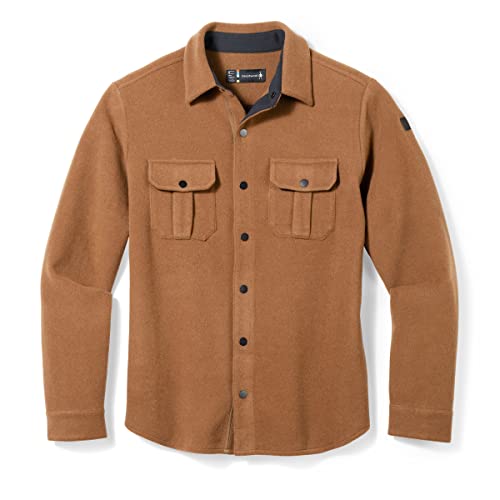 Smartwool Men's Merino Wool Anchor Line Shirt Jacket (Regular Fit), Whiskey, X-Large