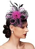 Yezmo Fascinator-Hut, Fascinatoren für Frauen Mädchen Karneval Hüte Tee Party Hüte Frauen Fascinator Stirnband mit Haarspange, Roseblack