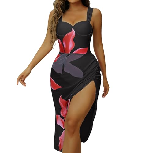 Traje de baño con estampado floral que estiliza y disimula abdomen