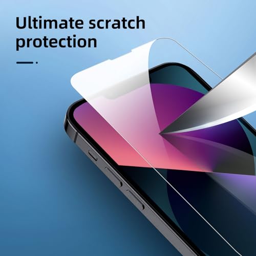Image of NEW'C 4 Pack, 2 Pack for iPhone 13 Mini Screen Protector + 2 Pack Camera Lens Protector, Sensor Protection,Case Friendly Tempered Glass Film