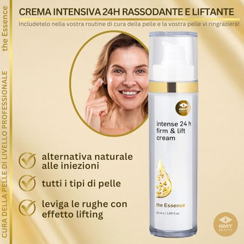 Gmt Beauty Intense 24H Firm & Lift Cream - Crema Viso Idratante - Crema Viso Notte E Giorno Per Tutti I Tipi Di Pelle - Crema Antirughe Lifting - Trattamento Del Viso Per Uomini E Donne - 6