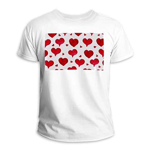 T-shirt Saint-Valentin 100% coton multicolore, le cadeau idéal avec motif cœur rouge