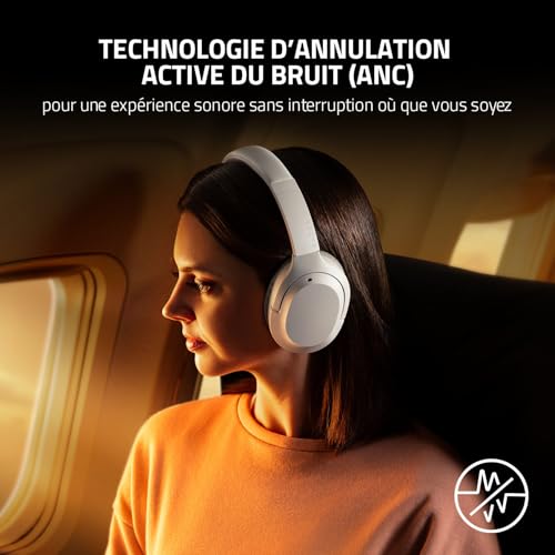 Razer Opus X Casque sans Fil de Basse Latence avec Réduction Active du Bruit ANC Haut parleurs de 40mm Microphone intégré Jusqu'à 40 Heures de Batterie - vue 6