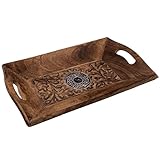 Diko.style® - Bandeja Vaciabolsillos Recibidor Madera Decorativa - Estilo Oriental con budas Decorativos,5X15X4 cm (Mandala)