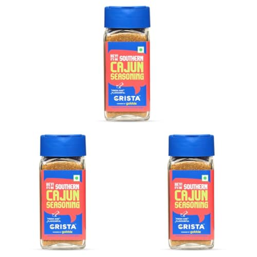 Image of CRISTA 45 gms Southern Cajun Seasoning for Fries, Popcorn & Appetizers | Mixed Spices Blend | Vegan | Zero added Colours, Fillers, Additives & Preservatives (Pack of 3)