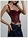 SOLY HUX Women's Lace Bustier Corset Tie Front Mesh Party Going Out Crop Tank Tops Streetwear Solid Burgundy Large