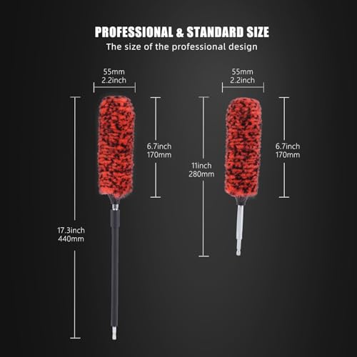 SPTA 1 Pc Soft Microfiber Extended Reach Rim Drill Wheel Brush,Microfibre Wheel Brush with 1 adddtional Drill Adapter for Electric Drill -BRFCD51 by SPTA - Image 2