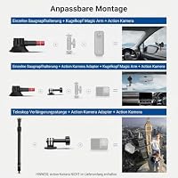 NEEWER Dreifach Saugnapf Halterung Auto Set, Zwei 24" Verlängerungsstangen aus Aluminiumlegierung, NATO Schiene, Actionkamera Adapter kompatibel mit GoPro DJI Insta 360, max Last 2,2 lb, CA166 – Ansicht 3