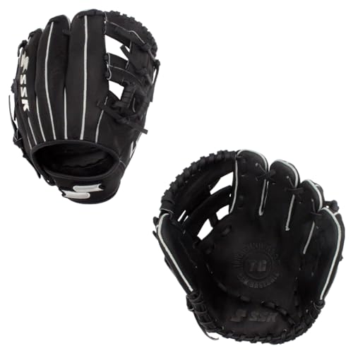 SSK Z5 Training Gear Quick Hands Infield Baseball Training Gloves 8.5” – 9” – 9.5” – 10” – 10.5” Right & Left Hand Throw (Black-1050 I Web, 10.5" - Right Hand Throw)