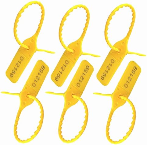 RAIBEX Container Security Tag Pull Tight Grip Seal with Serial Numbers, 8 Inches, 100 Pieces (Yellow)