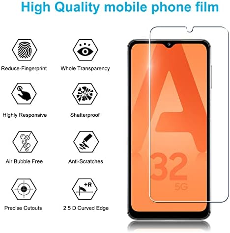 Didisky (3 Pack) Tempered Glass Screen Protector for Samsung Galaxy A32 5G, Scratch-Resistant, 9H Hardness, No Bubbles, High Definition Screen Protector, Easy to Use