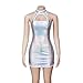 MyheroCos Vanessa Kensington Cosplay Costume Women Vanessa Sexy Strappy Sleeveless Halter Silver Mini Bodycon Dress (Silver, M)