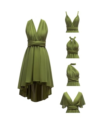 Image of Women's Short Convertible Dress with Bandeau High Low Infinity Bridesmaid Dresses Multi-Way Transformer Formal Dress