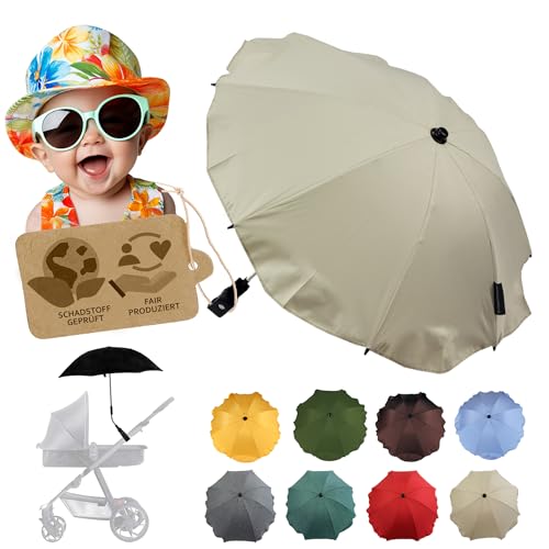 Uniwersalny parasol przeciwsłoneczny do wózka dziecięcego Buggy, beżowy, 3