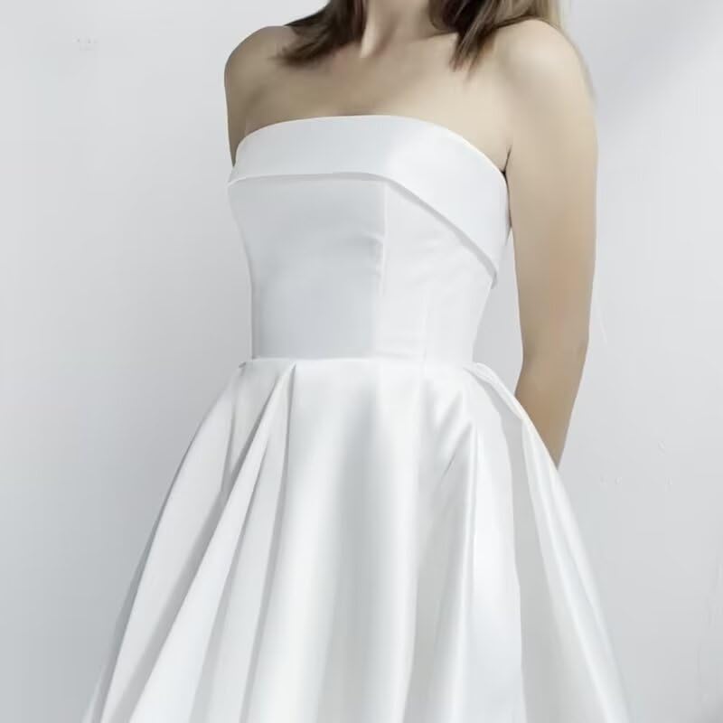 Leeskoot Satin Homecoming Dresses for Teens 2025 Strapless Short Prom Dress A Line Formal Cocktail Evening Gown with Pockets - Image 6