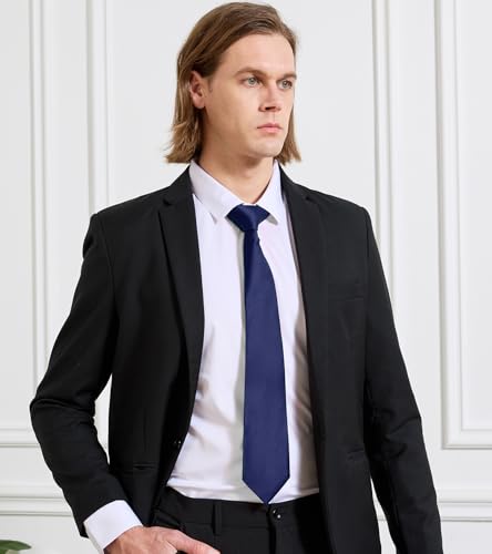 Image of KOOELLE Men's Ties Solid Pure Color Plain Neckties Formal Black Ties For Men