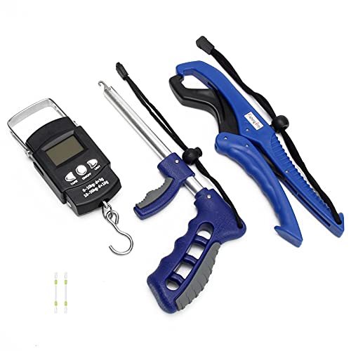 Coolrunner Fish Hook Remover Kit, Fishing Tool Kit, Fish Hook Remover Combo Kit Fish Hook Separator Tools Portable Fish Lip Gripper (Blue)