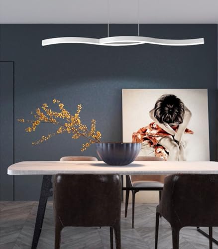 Lámpara colgante moderna LED de techo ondulada con mando para comedor 5