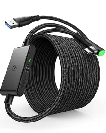 INIU Link Cable, 16FT High Speed Data Transfer VR Cable, USB 3.0 Type C Charger Fast Charging While Playing for Meta Oculus Quest 3 3S 2 Pico 4 Accessories, USB to USBC Cord for Gaming PC Steam VR