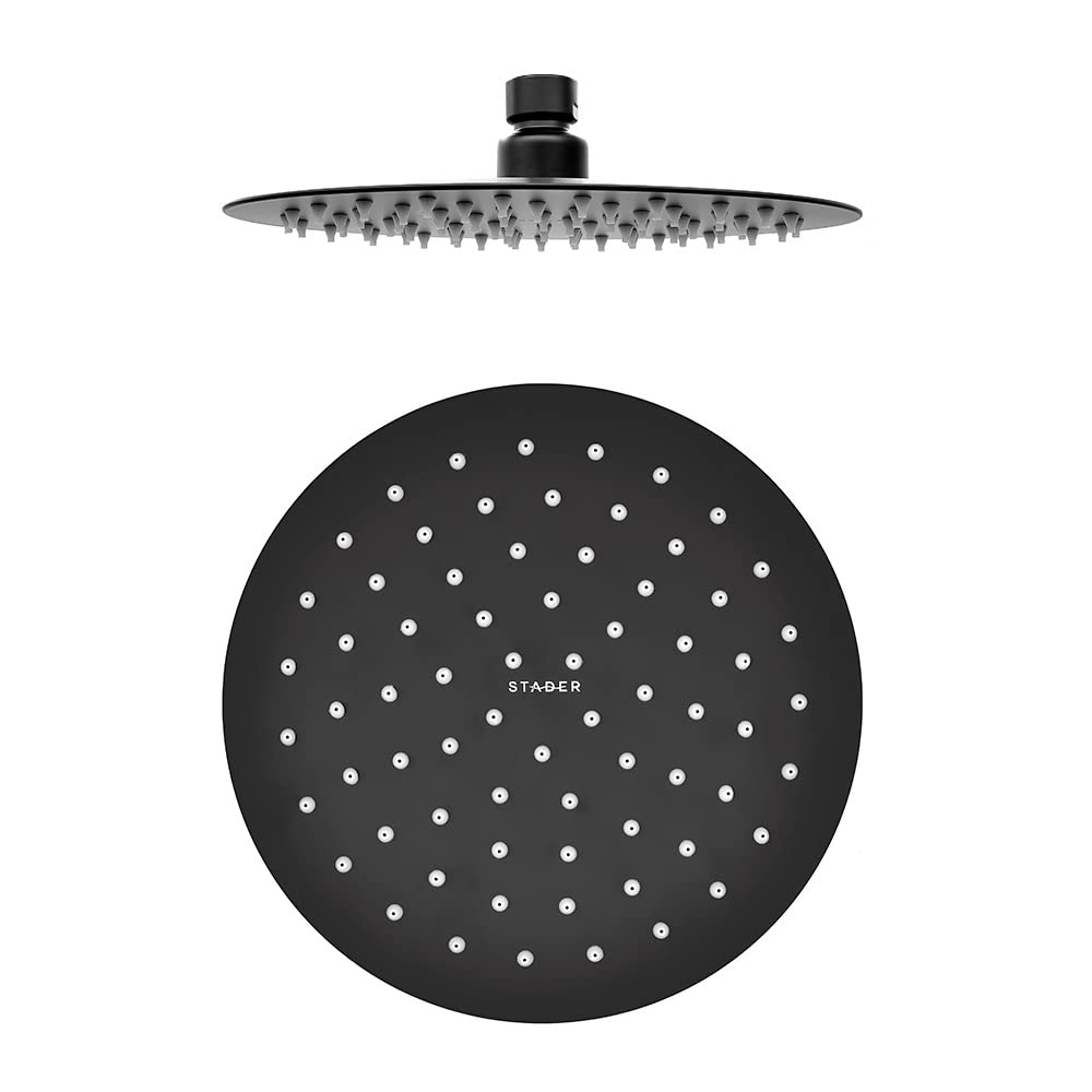Inbagno Soffione Doccia Nero Opaco anticalcare, in Acciaio Inox, Attacco Universale 1/2” (Diametro 30 cm, Tondo)