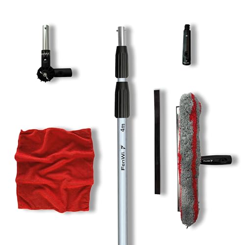 FenWi 4m Fensterreiniger Profi Set mit 400 cm Alu Teleskopstange Gummilippe...