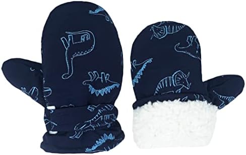 Baby Toddler Mittens Boys Girls Waterproof Winter Outdoor Gloves Kids Easy-On Fleece Warm Mittens Dinosaur Navy Waterproof L（2-4 years）