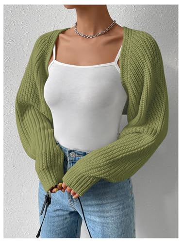 Image of Verdusa Women's Y2k Cropped Cardigan Sweaters Lightweight Knit Open Front Bolero Shrugs Spring Fall Outfits