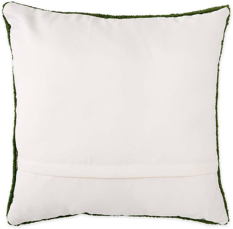 Plow & Hearth Indoor/Outdoor Pink Tulips Hooked Polypropylene Throw Pillow, Finely Detailed, All-Weather, Durable Polypropylene/Poly-Canvas Cover, Easy to Clean, Machine Washable, 18" sq.