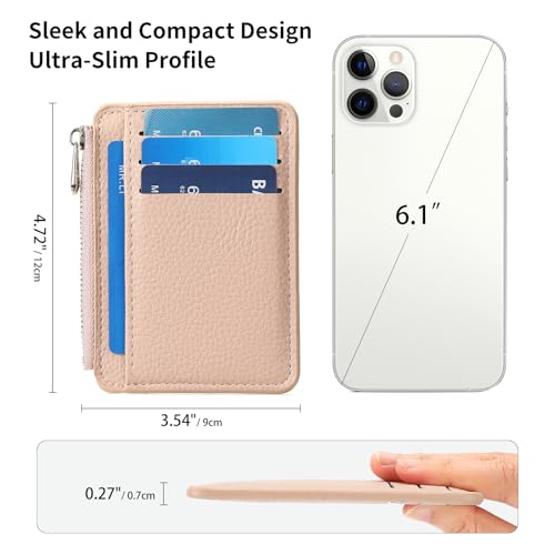 Slim Credit Card Holder Wallet for Women Front Pocket RFID Blocking Wallets Small Compact Card Case with Zipper Pocket4
