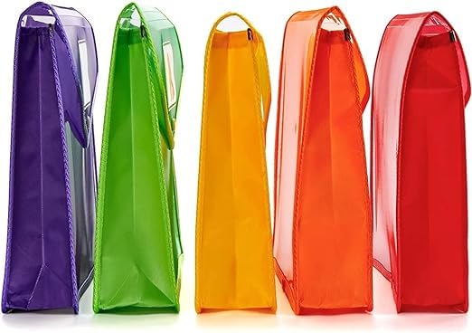 Image of HCS A4 Document File Bag, Transparent Envelope Holder Storage Case, Snap Button Organizer, Plastic Container for Papers, Stationery (Multi-Color) (Pack of 2)