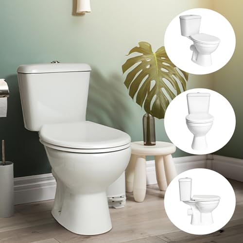 Round Oval Shaped Toilet Close Coupled Ceramic Pan Cistern Heavy Duty Soft Close Seat