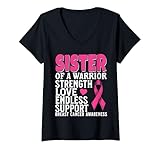Photo Gallery donna sister of a warrior breast cancer awareness support gifts maglietta con collo a v Photo Gallery donna sister of a warrior breast cancer awareness support gifts maglietta con collo a v