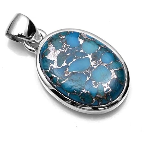 SilverPalace 925 Sterling Silver Copper Turquoise Pendants for Women and Girls Cover