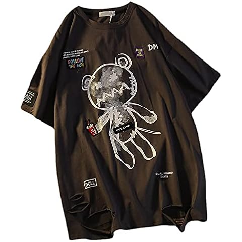 Skateboard Frog Women Goth T Shirt Y2K Harajuku Graphic Tops Cotton Anime Clothes (Dark Grey, L) Cover