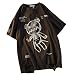 Women Goth T Shirt Y2K Harajuku Graphic Tops Cotton Anime Clothes (Grey, L)