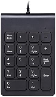 USB Numeric Keypad Numpad Portable Slim Mini Number Pad Keyboard for Laptop Desktop Computer PC, ChromBook, Surface Pro Notebook, Tax Number Calculate, Office Travel & Home NK859-18 Key Black