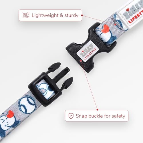Image of Zigly Doodle Nylon Dog Collar for Small Dogs | Adjustable Durable Everyday Walking Collar | Soft & Comfortable Pet Collar for Daily Use | Grey | S | 16.1 x 0.5 Inch