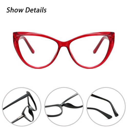 Image of Blue Light Glasses Cateye Women Fake Eyeglasses Anti Eye Strain Computer Glasses Clear Lens