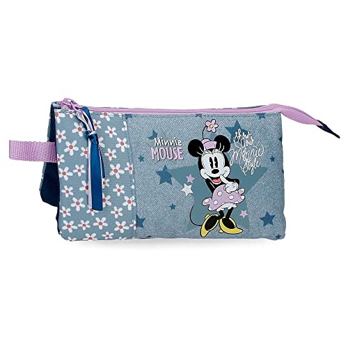 Disney Minnie Style Estuche Triple Azul 22X12X5 Cms Poliéster