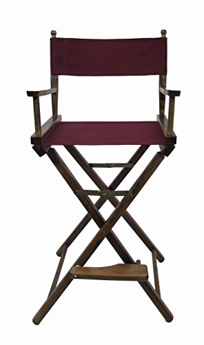 TLT Personalized Imprinted Contemporary 30 Inch Bar Height Walnut Frame Director's Chair - Orange
