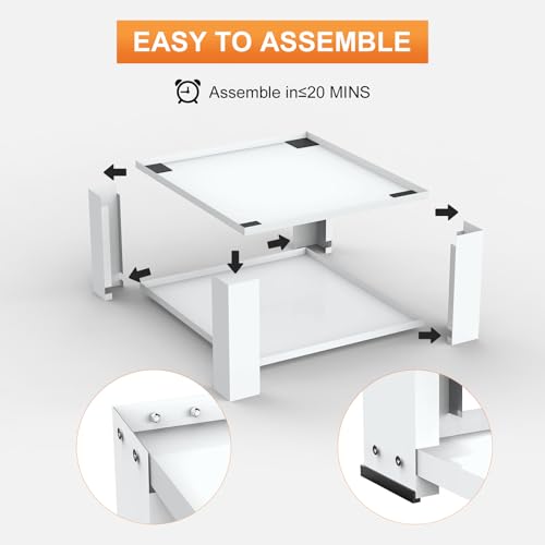 SKM Laundry Pedestal for Washer and Dryer 18\" Height - Fit 27 and 28 Inch Washer and Dryer Stand Riser Heavy Duty Steel 700lbs Capacity Universal Washing Machine Pedestals White - Thumbnail 6