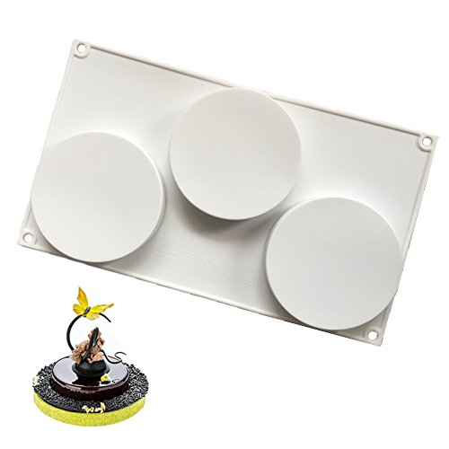3 Round Shape Silicone Molds Cake Decorating Tools Bakeware French Dessert Mousse Cake Mold Baking Cupcake Silicone Mousse Mold - 3 Cavities (3 Round)