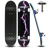 【Resistente y Duradero】Nuestras skateboard cruiser estándar están hechas de una tabla de arce de 7 capas con bordes hidrófugas, coinciden con los rodamientos de acero al carbono ABEC-7 y los camiones de aleación de aluminio de gaviota de 12.7 cm que le proporcionan un soporte sólido y fiable. 10 mm de carga de la cubierta robusta de hasta 100 kg, bien construido lo suficiente para aprender Ollies, Shove-its y Kickflips, etc.