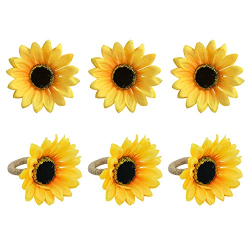 Fall Napkin Rings Set Of 6, Handmade Napkin Ring For Wedding, Dinner Party, Banquet, Rustic Serviette For Christmas, Thanksgiving Day, Birthday (Sunflower) #TOP13
