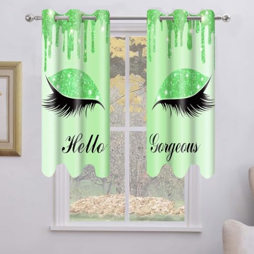 BSPPTI Hello Gorgeous Curtains, Light Green Blackout Curtains, 52x60inches