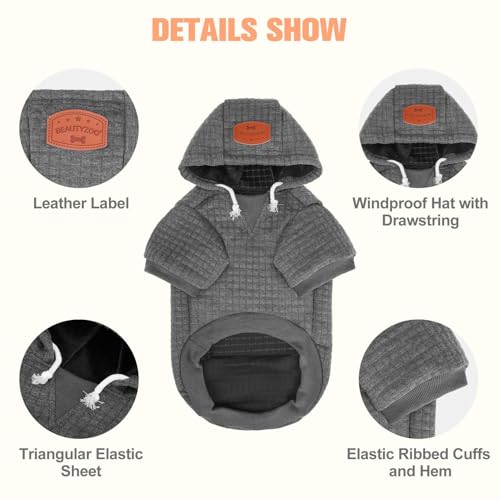 Image of BEAUTYZOO Dog Hoodies Sweater for Medium Dogs, Waffle‑Like Laminated Coat