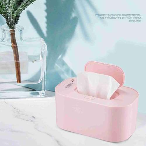 Chauffe-lingettes pour Bébé avec Veilleuse LED Intelligente Réchauffe Rapide Uniforme en 3 Min, Sécurité Anti-Surchauffe, Facile à Nettoyer Design Compact (Rose)