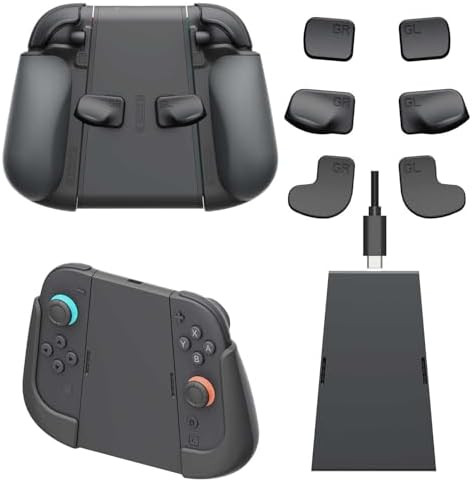 IFYOO NexGrip 3 Set GL/GR Back Buttons, Charing Stand and Grip for Nintendo Switch 2 Joycons, Holder Compatible with Joy Con 2 Controller, Grips Compatible with Joycon 2, Switch 2 Accessories - Black